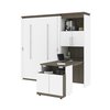 Bestar Orion Full Murphy Bed and Shelving Unit with Fold-Out Desk (89W), White & Walnut Grey 116865-000017